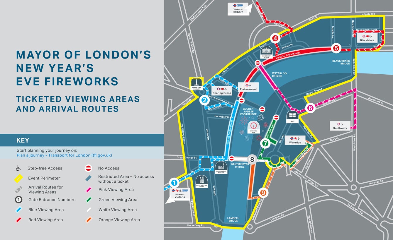 London's NYE Fireworks Map