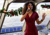 Thames Christmas Party Cruise: guests at their table on board