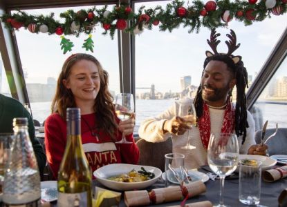 Festive three-course meal served on the Christmas cruise