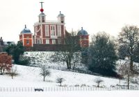 The Royal Observatory in snow-covered Greenwich Park, seen on the Boxing Day tour