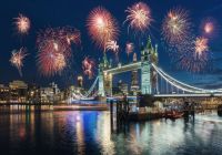 The Sapele on the River Thames on New Year's Eve in London
