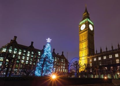 Buckingham Palace visto desde el autobús turístico el 25 de diciembre