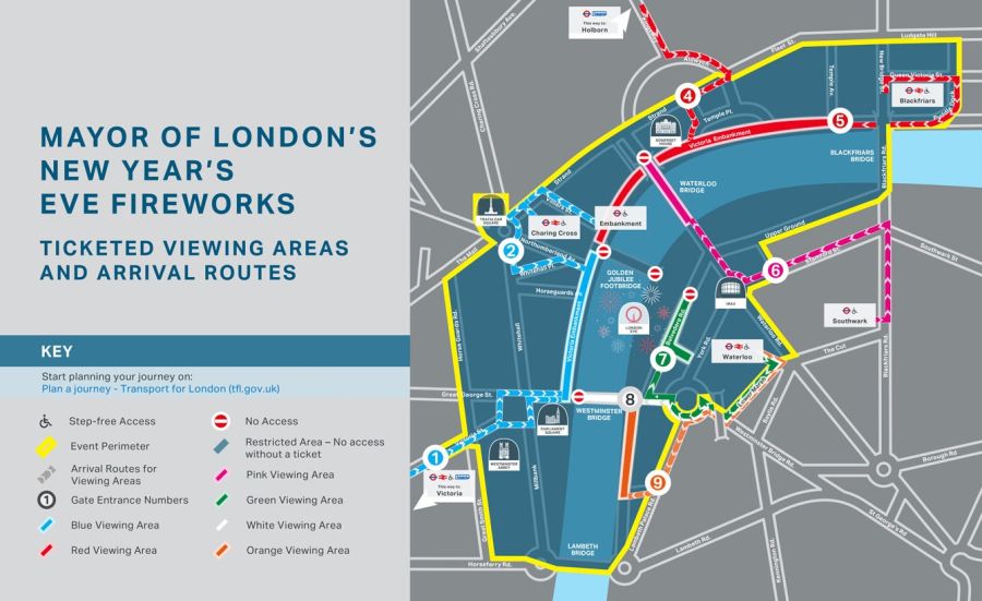 London's NYE Fireworks Map